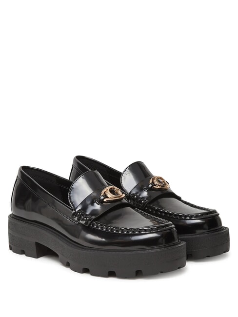 GUESS YANIKA Mokasyny na koturnie CZARNY - Buty damskie