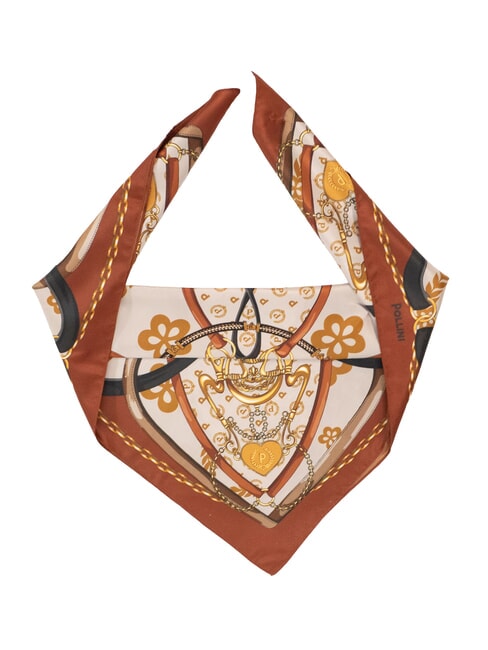POLLINI HEARTS TWILL Szalik brązowy łańcuch - Szaliki