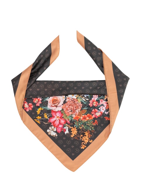 POLLINI FLOWERS TWILL Szalik z nadrukiem brązowe kwiaty - Szaliki