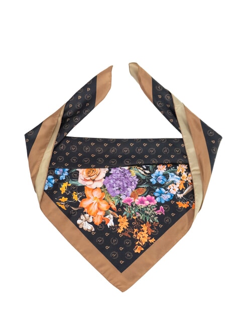POLLINI FLOWERS TWILL Szalik z nadrukiem czarne kwiaty - Szaliki
