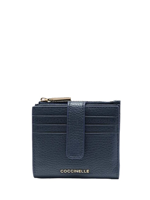 COCCINELLE METALLIC SOFT Mini portfel skórzany granatowy - Portfele damskie