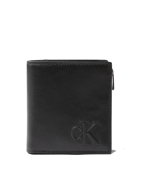 CALVIN KLEIN SCULPTED IMPRESS Mini portfel skórzany na czarno - Portfele męskie