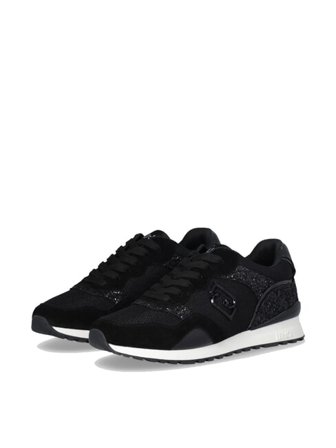 LIUJO MAXI WONDER LOW 02 Buty sportowe z brokatem i siateczką czarny - Buty damskie