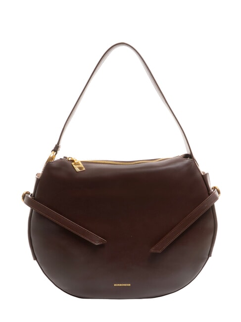 BORBONESE BRIDLE MEDIUM HOBO Średniej wielkości torba typu hobo ze skóry nappa kasztan/grzyb - Torby damskie