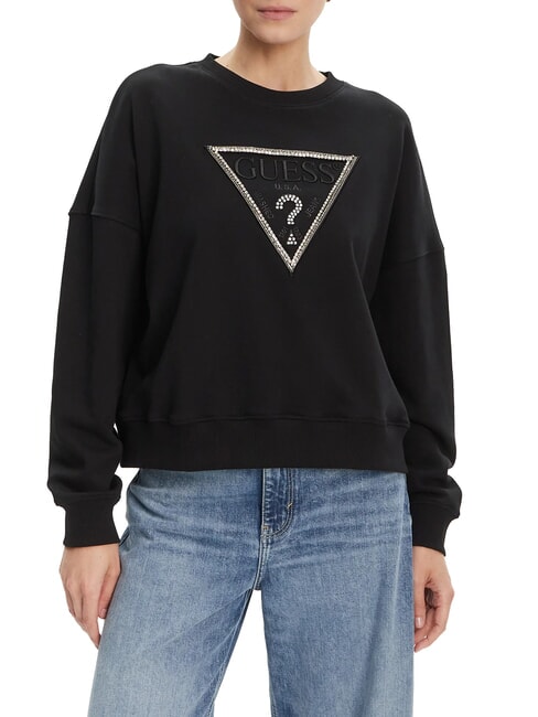 GUESS RACHELE TRIANGLE Bluza bawełniana odrzutowiec - Bluzy damskie