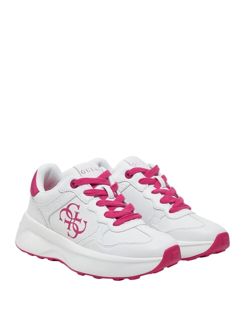 GUESS LUCKEI Trampki z logo 4G Biały/Fuksja - Buty damskie
