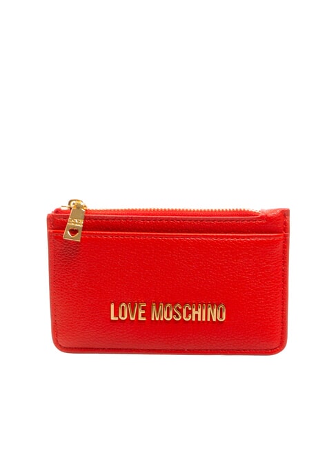 LOVE MOSCHINO JEWEL Płaski uchwyt na karty z zamkiem błyskawicznym CZERWONY - Portfele damskie