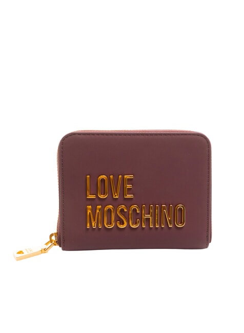 LOVE MOSCHINO BOLD LOVE Aorund średni portfel zapinany na zamek wino - Portfele damskie