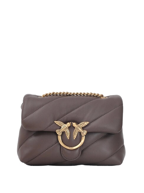 PINKO MINI LOVE BAG Torba ze skóry nappa brązowy kasztanowy-antyczne złoto - Torby damskie