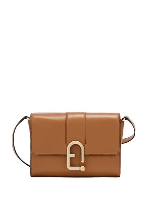 FURLA URBAN Mała skórzana torba na ramię brandy - Torby damskie