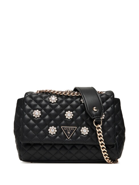 GUESS EVERLEE Torba pikowana z aplikacjami CZARNY - Torby damskie