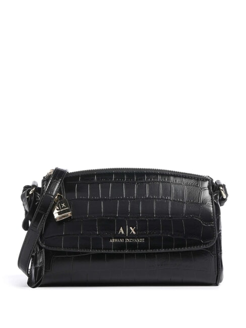 ARMANI EXCHANGE JANE CROCO Torba na ramię z nadrukiem krokodyla czarny - Torby damskie