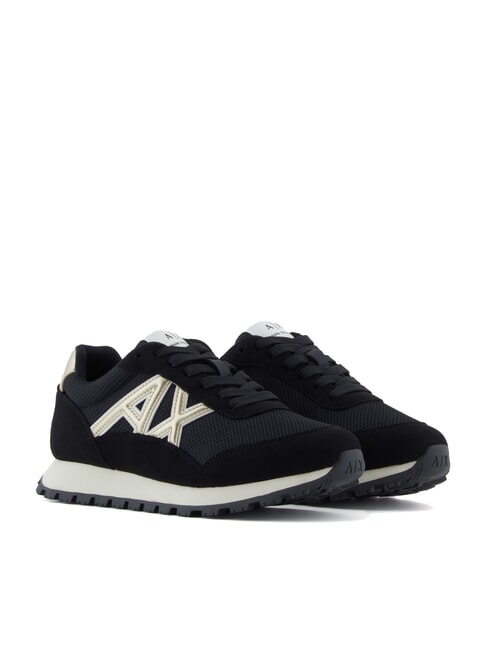 ARMANI EXCHANGE DROP MICROSUEDE Trampki z logo z boku czarny/blady złoty - Buty damskie