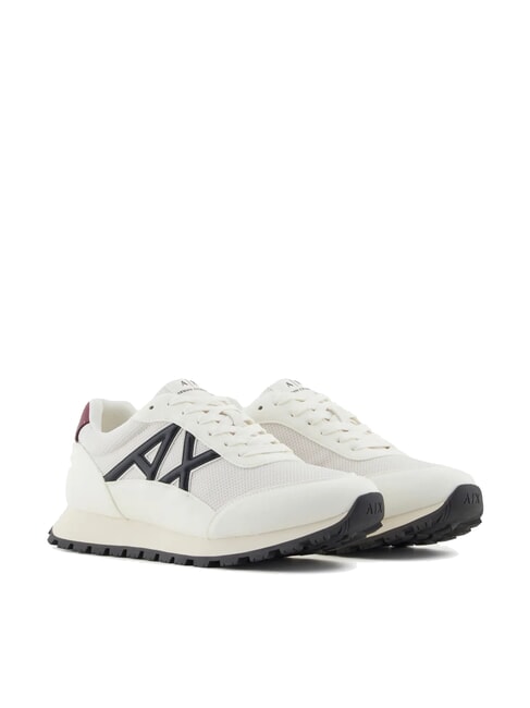 ARMANI EXCHANGE DROP MICROSUEDE Trampki z kontrastowym logo ecru+głęboki granat+granat - Buty męskie