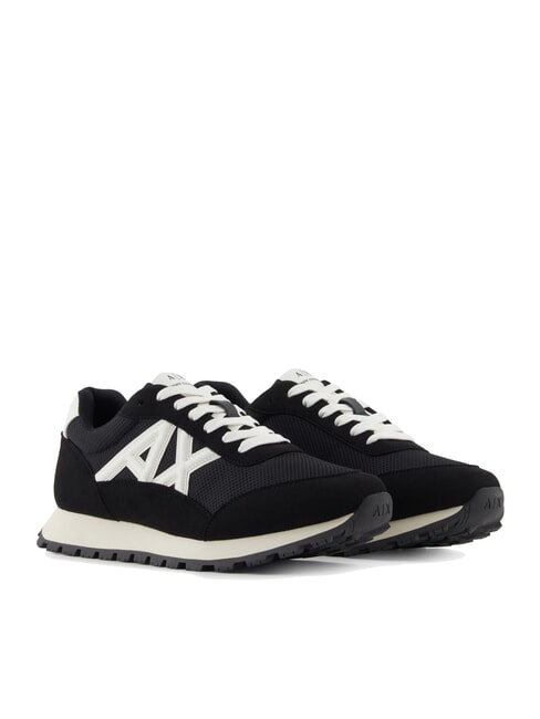 ARMANI EXCHANGE DROP MICROSUEDE Trampki z kontrastowym logo czarny + ecru - Buty męskie