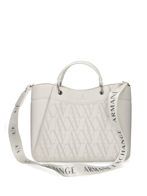 ARMANI EXCHANGE WAVE Duża perforowana torebka śnieżnobiały - Torby damskie