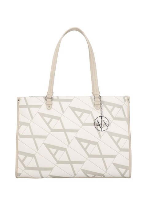 ARMANI EXCHANGE GYNGER Torba na ramię z nadrukowanym logo na całej powierzchni biały/dolina - Torby damskie