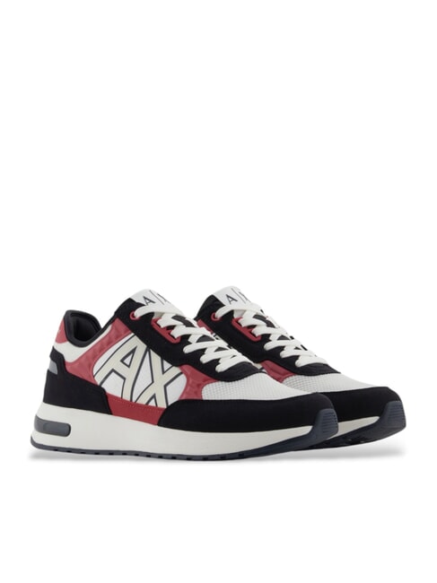 ARMANI EXCHANGE DUSSELDORF Trampki męskie biały+kardyna+granatowy - Buty męskie