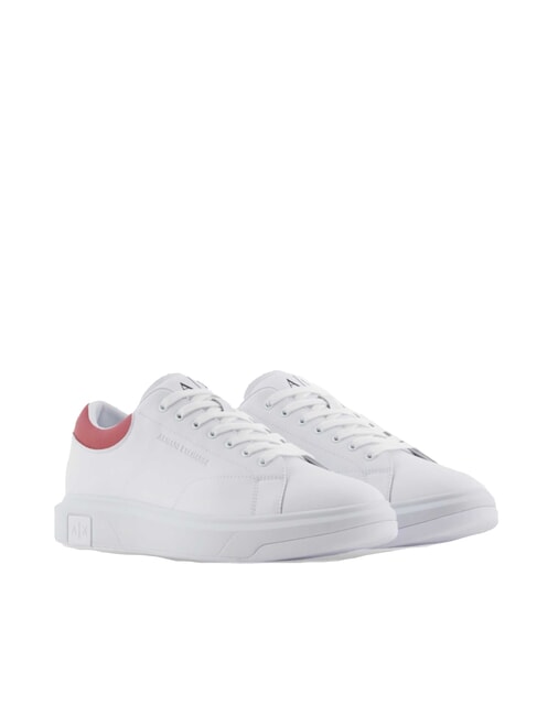 ARMANI EXCHANGE ACTION Skórzane trampki op.white+kardynał - Buty męskie