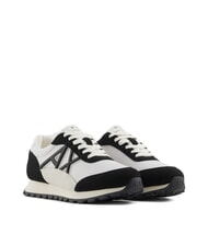 ARMANI EXCHANGE A|X Siatkowe trampki z kontrastowym logo ecru+czarny - Buty damskie - 1
