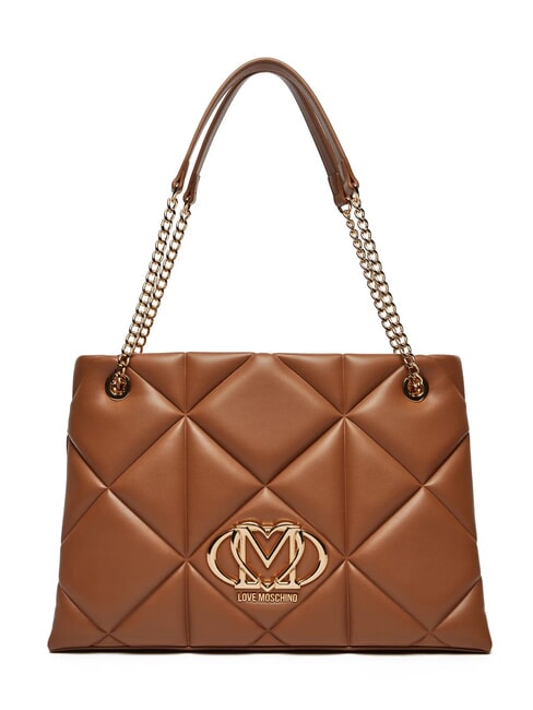 LOVE MOSCHINO GEOMETRIC Torba na ramię z uchwytem łańcuszkowym wielbłąd - Torby damskie