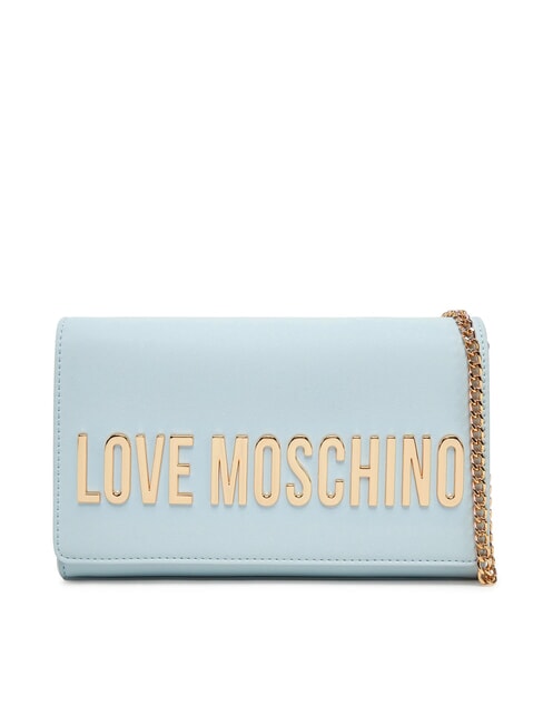 LOVE MOSCHINO BOLD LOGO Torba z klapką i łańcuszkowym paskiem na ramię Jasnoniebieski - Torby damskie