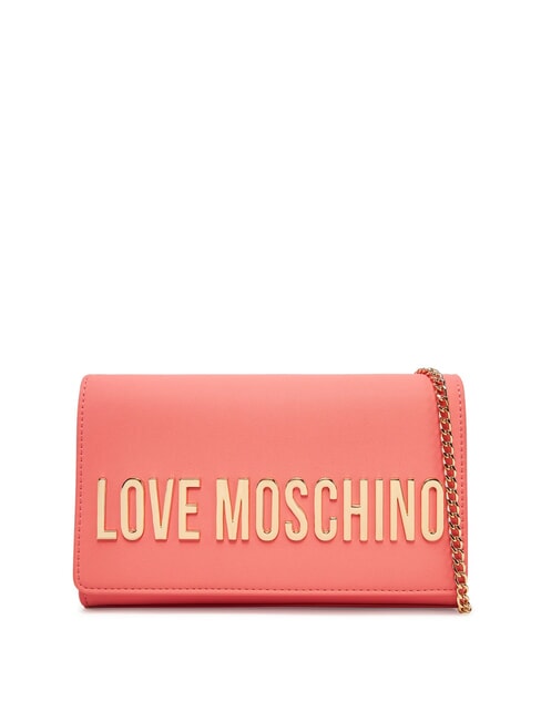 LOVE MOSCHINO BOLD LOGO Torba z klapką i łańcuszkowym paskiem na ramię koral - Torby damskie