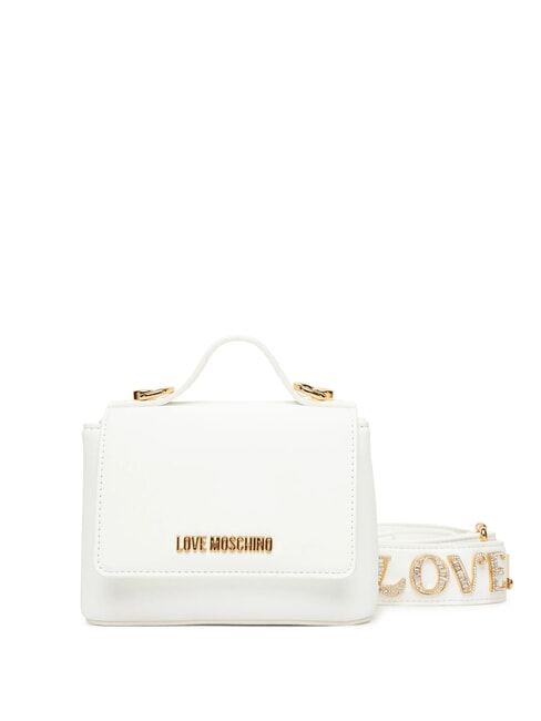 LOVE MOSCHINO SPARKLE Mała torebka z aplikacjami z klejnotów biały - Torby damskie