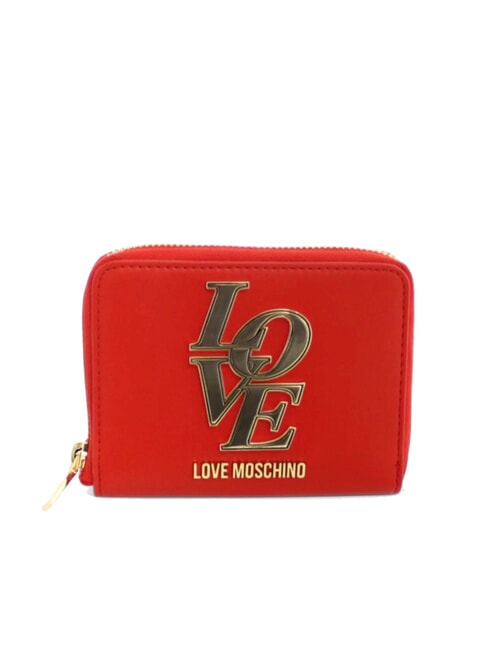 LOVE MOSCHINO LOVE Miniaturowy portfel zapinany na zamek czerwony - Portfele damskie