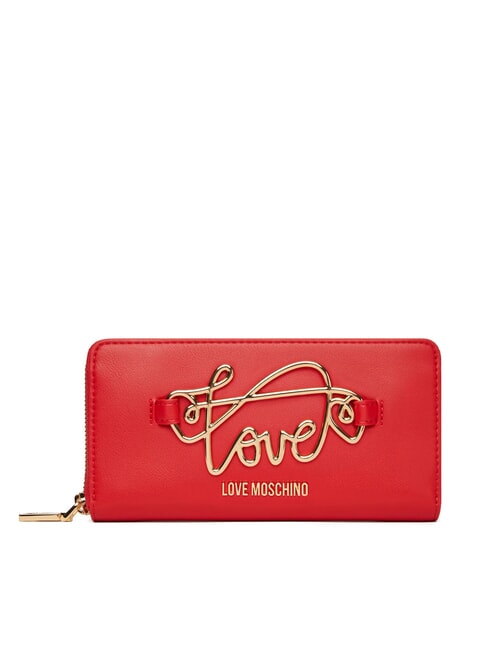 LOVE MOSCHINO TIMELESS Duży portfel zapinany na zamek CZERWONY - Portfele damskie