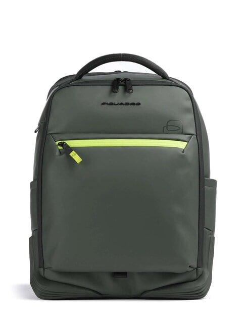 PIQUADRO CORNER SPECIALE GOMMATO  Plecak na laptopa 15,6" ZIELONY - Plecaki na laptopa do pracy