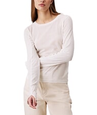 CALVIN KLEIN CK JEANS Sweter bawełniany z okrągłym dekoltem kość słoniowa - Koszulki damskie - 1