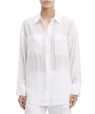 CALVIN KLEIN CK Przezroczysta, oversize'owa koszula z wycięciami jasnobiały - Koszule damskie - 1