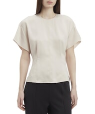 CALVIN KLEIN CK Koszula satynowa z kr&oacute;tkim rękawem szary poranek - Koszule damskie - 1