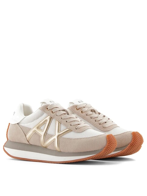 ARMANI EXCHANGE ROYALE SUEDE AIR MESH Adidasy piasek+blade złoto - Buty damskie