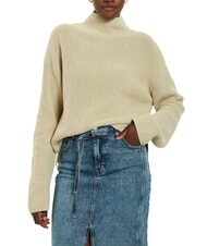 CALVIN KLEIN CK JEANS Luźny bawełniany sweter z golfem pelikan - Koszulki damskie - 1