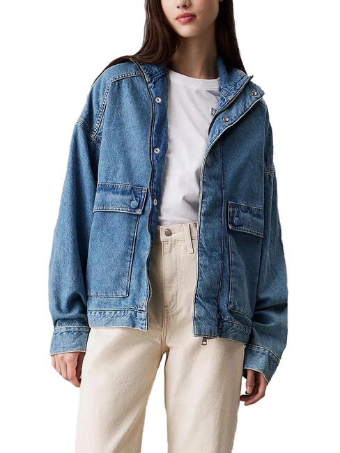 CALVIN KLEIN CK JEANS Kurtka jeansowa o luźnym kroju ciemny denim - Kurtki damskie