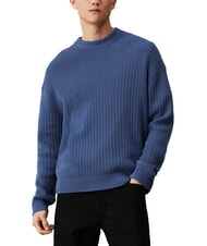 CALVIN KLEIN CK JEANS Sweter z okrągłym dekoltem i regularnym krojem niebieskie wybrzeże - Koszulki męskie - 1
