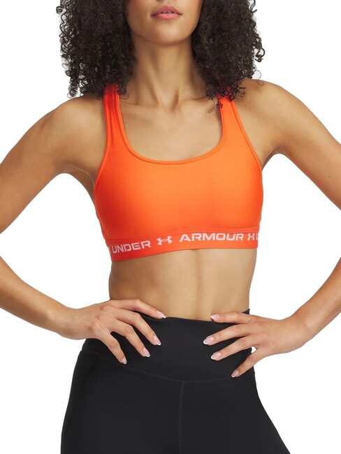 UNDER ARMOUR CROSSBACK MID Biustonosz sportowy ogień - Biustonosze damskie