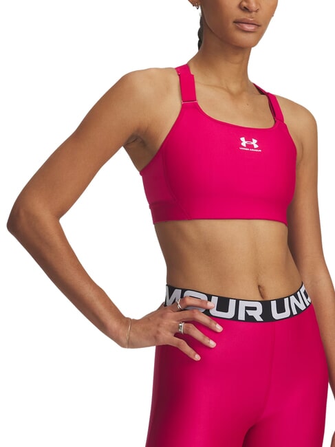 UNDER ARMOUR HEATGEAR HIGH Biustonosz sportowy cieniowana fuksja - Biustonosze damskie