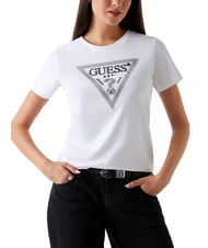 GUESS SS CN KRYSTAL TRIANGLE Koszulka z kr&oacute;tkim rękawem z ćwiekami i kryształkami - Koszulki i topy damskie