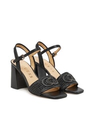 GUESS GANIKA Wysokie sandały z pasem z rafii CZARNY - Buty damskie - 1