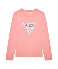 GUESS KIDS Koszulka z długim rękawem i kryształkami słodki r&oacute;ż - Koszulka dziecięca - 1