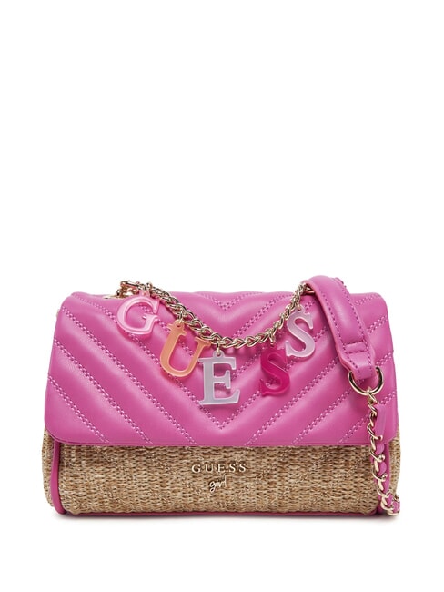 GUESS GIRL Mała torebka z zawieszką z logo różowy wybuch - Torby damskie
