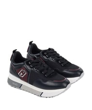 LIUJO MAXI WONDER 01 Trampki ze sk&oacute;ry i siateczki czarny/karmazynowy - Buty damskie - 1