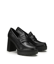 CULT JAGGER 4107 Sk&oacute;rzane mokasyny na wysokim obcasie czarny - Buty damskie - 1