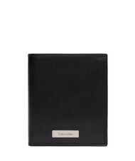 CALVIN KLEIN CK PLAQUE Pionowy portfel sk&oacute;rzany na czarno - Portfele męskie - 1