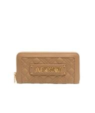 LOVE MOSCHINO QUILTED Duży portfel zapinany na zamek beżowy - Portfele damskie - 1
