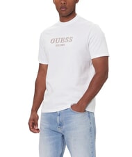 GUESS EMBROIDERY Koszulka bawełniana czysto biały - Koszulki męskie - 1
