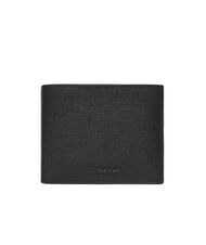 CALVIN KLEIN LOGO HARDWARE SAFFIANO Portfel sk&oacute;rzany z klapką i portmonetką na czarno - Portfele męskie - 1